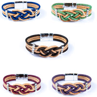 Cork Braided colorfull cork with magnet clasp bracelet BR-225-MIX-5（NEW）