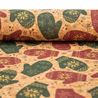 Natural cork Christmas Fabric Collection Christmas gloves pattern COF-327 - CORKADIA