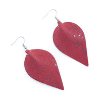 Original handmade ladies red earrings - cork