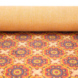 Natural cork fabric tile, Portuguese flower pattern COF-277 - CORKADIA