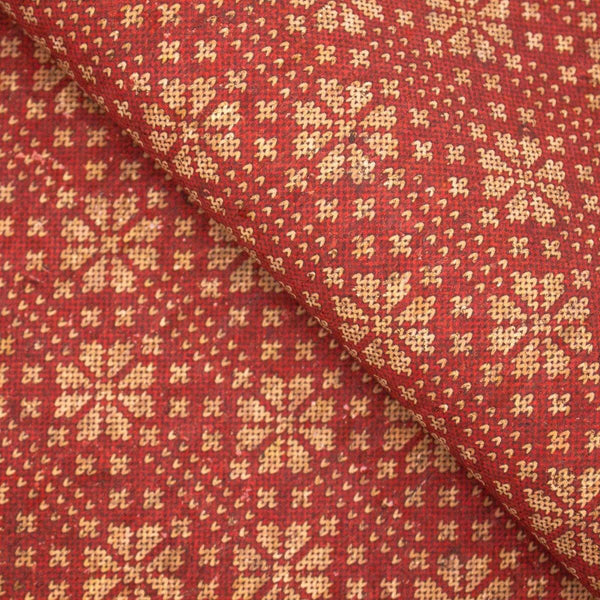 Natural cork Christmas Fabric Collection Christmas Red snowflake pattern COF-328 - CORKADIA