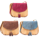 cork crossbody bag showing available 3 different colors