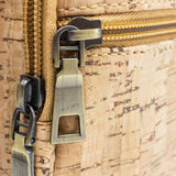 Brown cork shoulder bag for men - zip closure