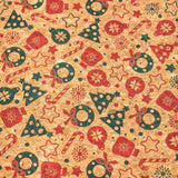 Natural cork Christmas Fabric Collection Christmas pattern COF-325 - CORKADIA