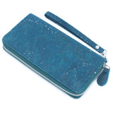 Blue cork card wallet with hand strap 