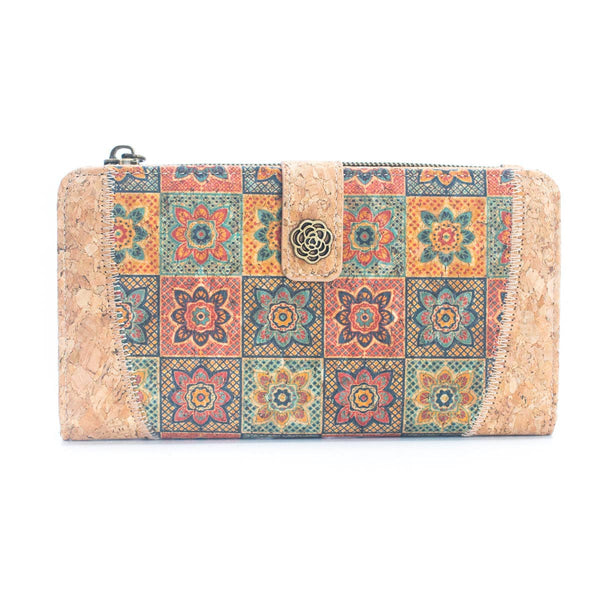 Natural Cork Women's Wallet with mosaic pattern