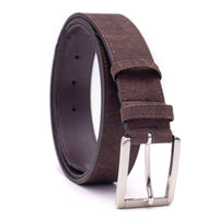 Men's Brown Cork Belt with large silver buckle