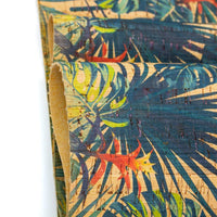 Guzmania flower and leaves pattern / Eco-friendly Cork Fabric COF-250 - CORKADIA