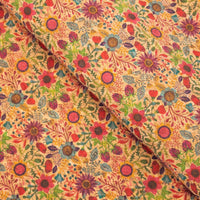 Flower pattern cork fabric / Eco-friendly vegan material COF-311 - CORKADIA