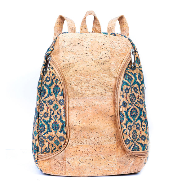 Bohemian Chic Cork Backpack with Paisley Accents