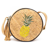 Natural cork leather round crossbody bag
