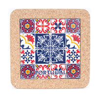 Cork Coasters with Ceramic Ethnic Portuguese Azulejo L-851