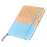 cork notebook in blue