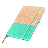 cork notebook in green