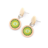 Wood earrings for women with traditional ceramic mosaic handmade earrings ER-101-MIX-5 - CORKADIA