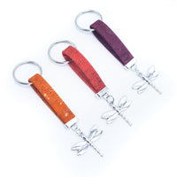 Porte-clés liège coloré pendentif libellule I-067