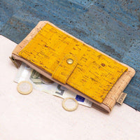 Compact yellow vegan cork wallet