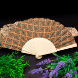 Folding fans handmade from sustainable cork L-029-BCDE - CORKADIA