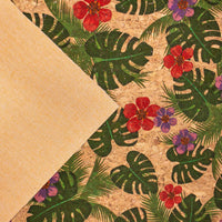 Green palm leaves and flowers Cork Fabric