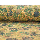 Green leaves pattern Cork fabric COF-373 - CORKADIA