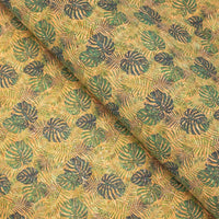 Green leaves pattern Cork fabric COF-373 - CORKADIA
