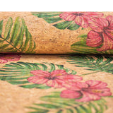 Large flower and palm leaves pattern Cork fabric COF-393 - CORKADIA