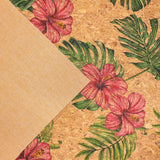 Large flower and palm leaves pattern Cork fabric COF-393 - CORKADIA