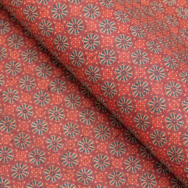 Red geometric cork material - wholesale