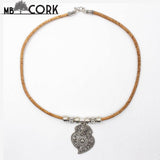 Heart necklace Portuguese cork, handmade vegan necklace NE-1032 - CORKADIA