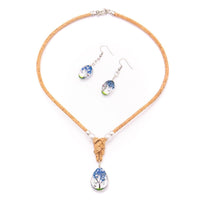 Vegan jewelry set pendant and earrings SET-080