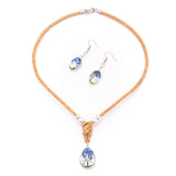 Ensemble de bijoux végétaliens avec pendentif et boucles d'oreilles en fleurs séchées SET-080
