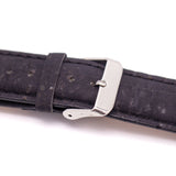 Dark Brown Cork Watch straps - close up of silver buckle