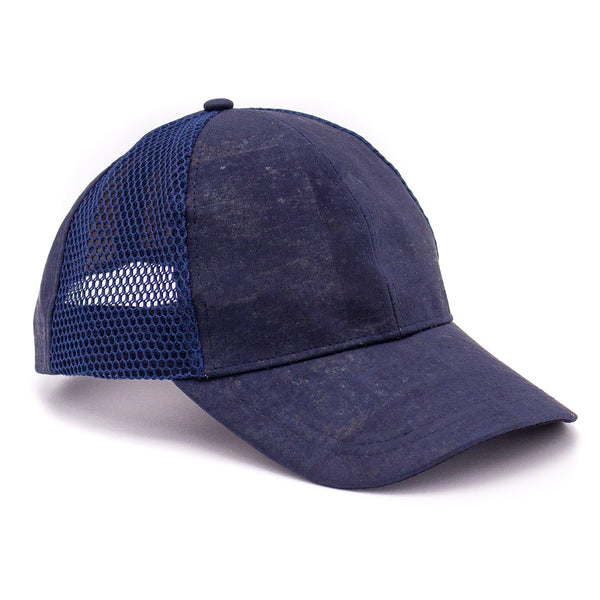 Navy Cork Men's Hat with Breathable Mesh
