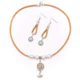 Dried flower pendant and earrings SET-079-4