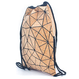 Cork leather backpack with geometric pattern
