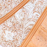 White Print Stitching Ladies' Cork Zipper Crossbody Bag BAGP-165