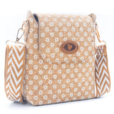 Natural Cork Crossbody Bag with White Daisy Pattern