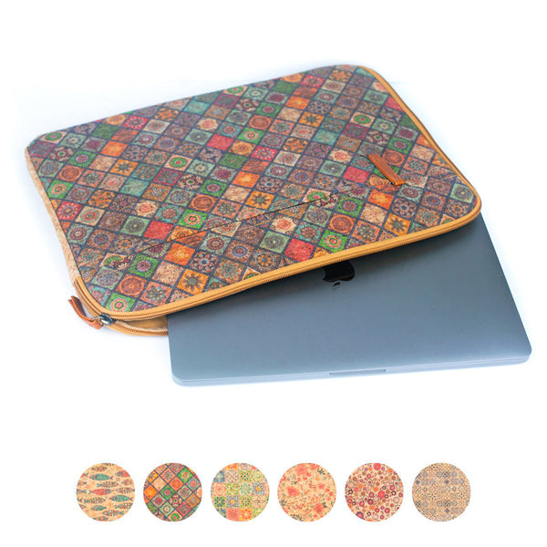 Natural Cork and Printed Notebook Laptop Sleeve BAGF-074