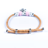 Handcrafted bracelet with natural cork thread and porcelain beads. BR-482-MIX-10