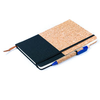 Canvas and Cork Notebook in Black, Gray, Blue & Green L-1010