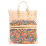 Portuguese tote backpack with floral design