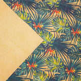 Guzmania flower and leaves pattern / Eco-friendly Cork Fabric COF-250 - CORKADIA