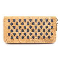 Handmade women's cork wallet with black pattern