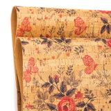 Red flowers and butterflies pattern cork leather fabric COF-263 - CORKADIA
