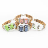 Natural cork bracelet ceramic beads