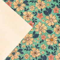 Green Flowers Pattern Cork Fabric Cof-335-B Cork Fabric
