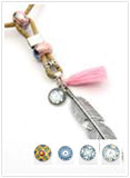 Natural Cork necklace with pink tassel - vegan jewelry N-142-1-RANDOM