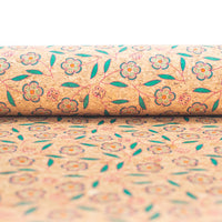 Natural Cork Fabric With Flowers Patterns Cof-355-A Cork Fabric
