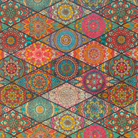 Natural Cork Fabric With War Tone Mosaics Pattern Cof-489 Cork Fabric