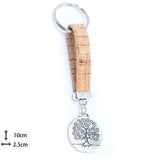 Tree pendant cork leather keychain I-065